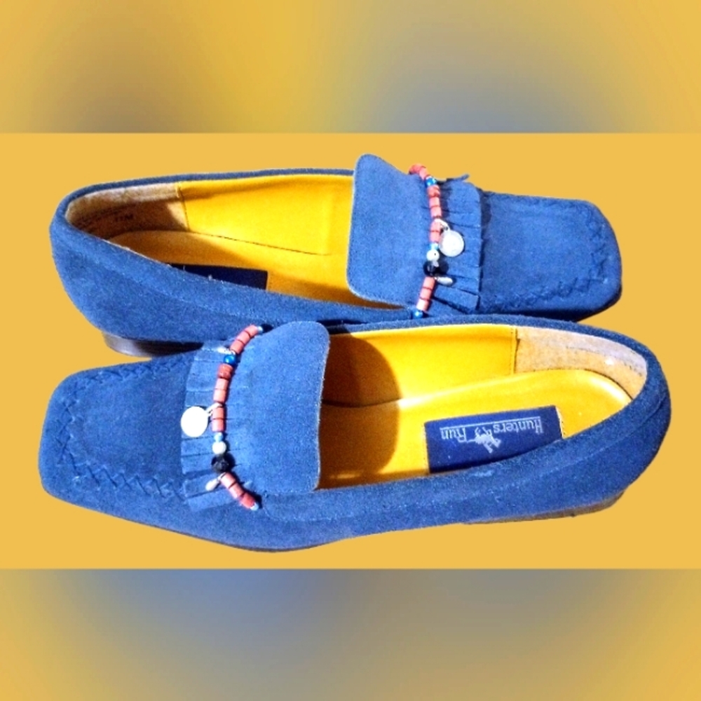 Hunters Run Blue Leather Dress Shoes with Charms